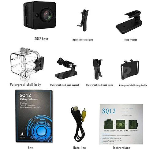 mini camera COOLJIER мини камера SQ12 датчик ночного видения Видеокамера движения DVR HD 1080P микро камера DV Спорт Видео маленькая мини камера SQ 12 - Цвет: mini camera