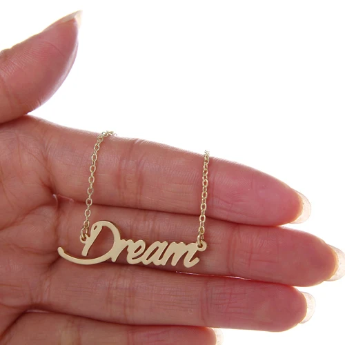 Женское Ожерелье с надписью &quotDream&quot AOLOSHOW колье из нержавеющей стали NL 2437|nameplate