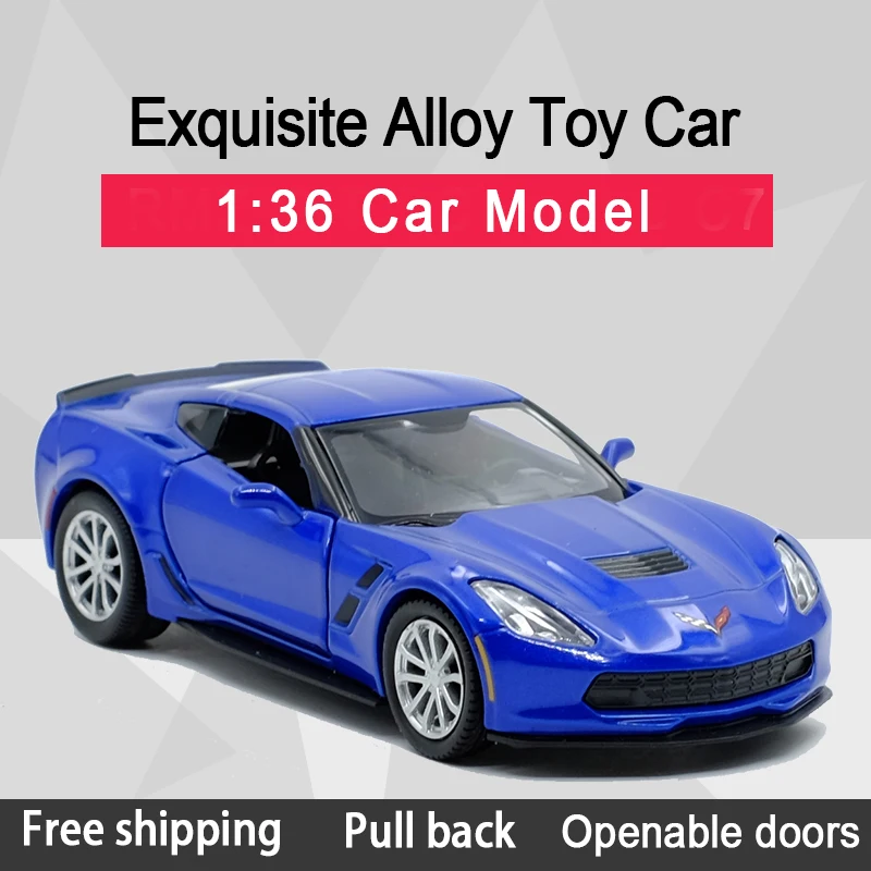 RMZ CITY 1:36 Corvette Grand Sport C7 спортивный автомобиль литая под давлением модель автомобиля игрушка с вытягиванием назад для детей подарки коллекция игрушек