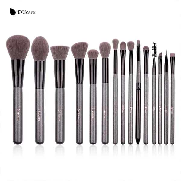 Only Brushes DUcare наборы кистей для макияжа 15 шт. Высокое качество Профессиональный набор кистей с портативным зеркалом Косметические кисти для макияжа с сумкой - Handle Color: Only Brushes