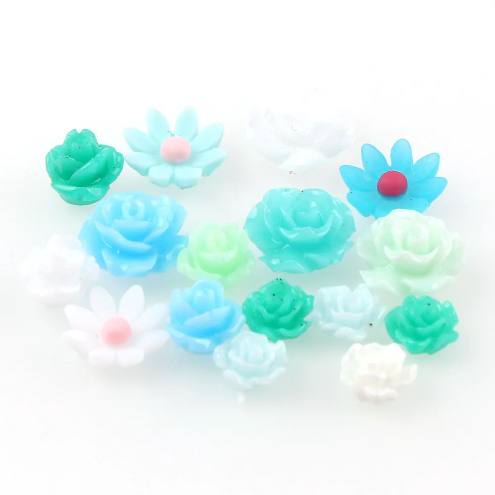 100 шт. декоративные акриловые цветы для ногтей разные цвета|Статуэтки и