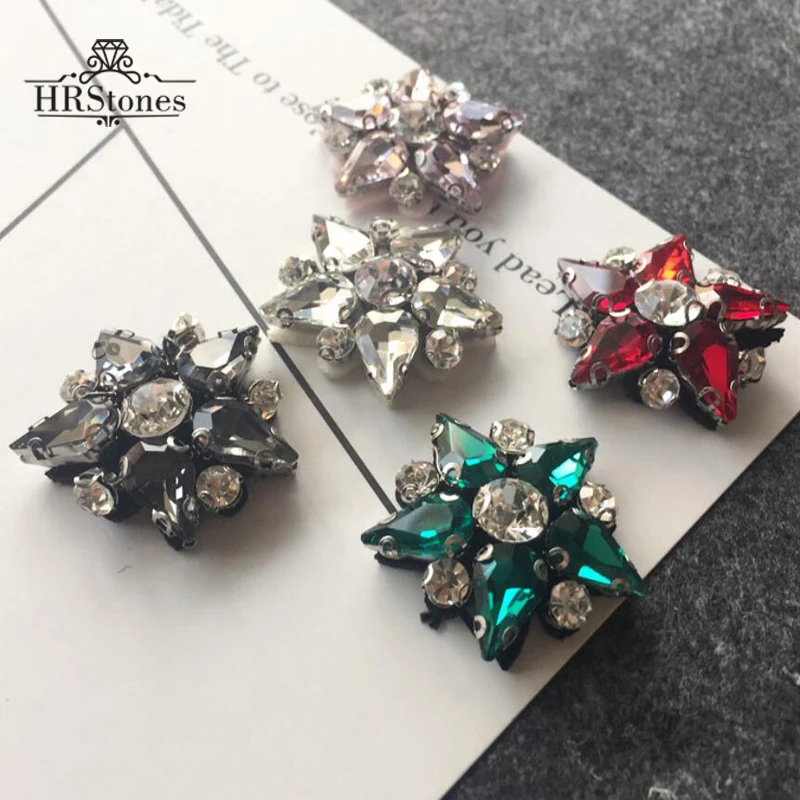 Стразы пятиконечная нашивка с искусственными камнями тканевая для одежды обувь