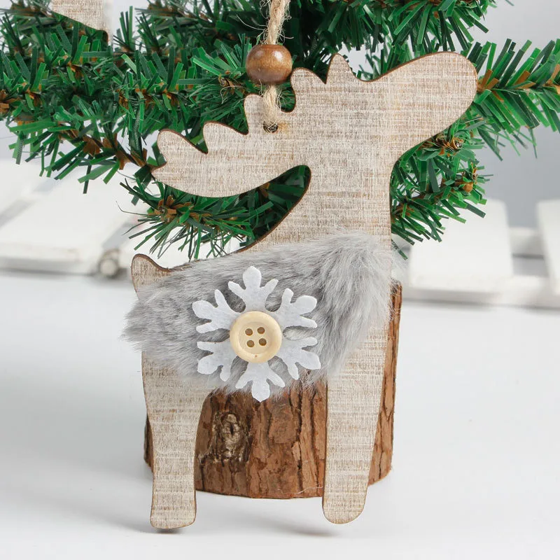 Рождественская елка украшения 1 шт. милые пушистые Снежинки Деревянные