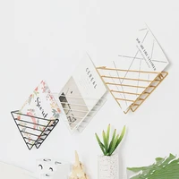 1pc nordic geometric iron magazine storage rack wall basket home organizer decor new hot