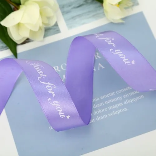 light purple 25 мм 5 м только для вас печатная полиэфирная лента для свадьбы рождественской вечеринки украшения DIY лук ленты для поделок открытки подарочная упаковка - Цвет: light purple