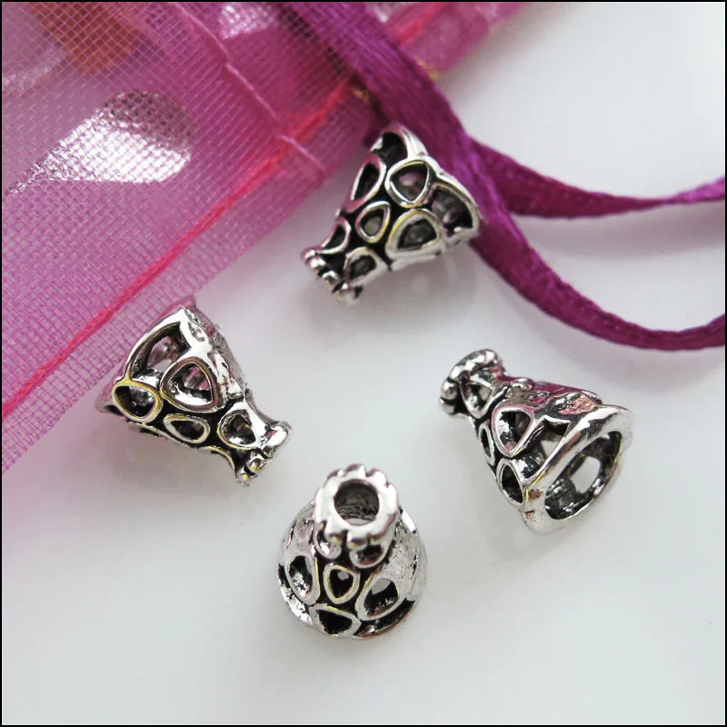 60 шт. Тибетский серебристый цвет полые Динамик конец биссерных колпачков ремесла