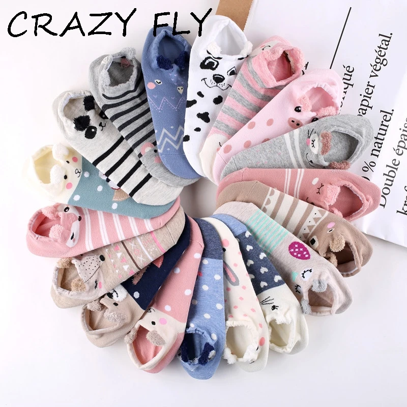 Магазин Crazy Fly милые животные женские хлопковые носки Kawaii кошка с собакой летние