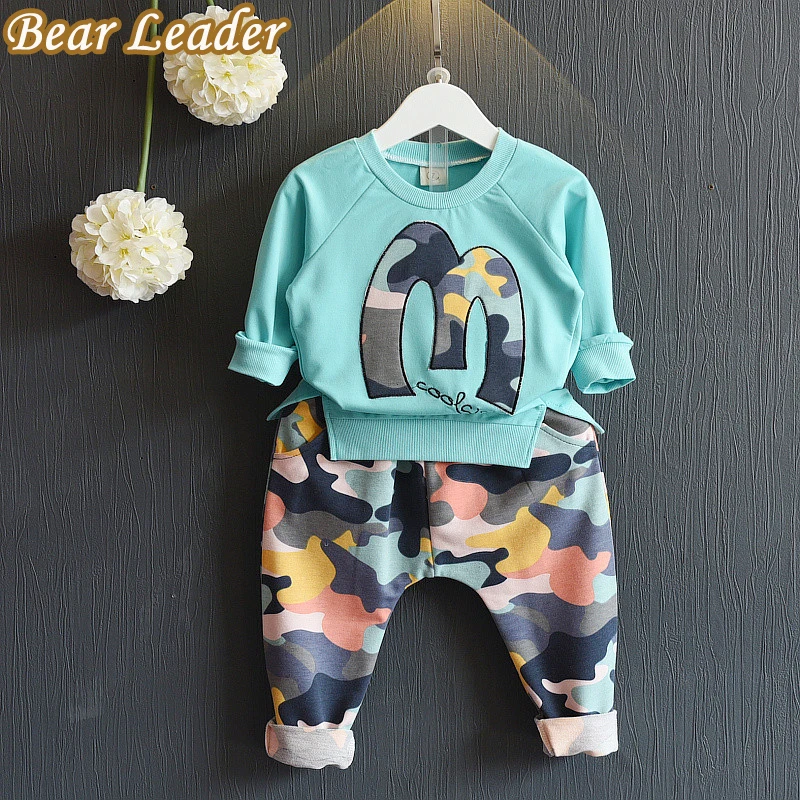 az571 green Bear leader/Детские комплекты одежды; комплекты одежды для малышей; одежда с буквенным принтом+ синие штаны в полоску; детская одежда из 2 предметов - Цвет: az571 green