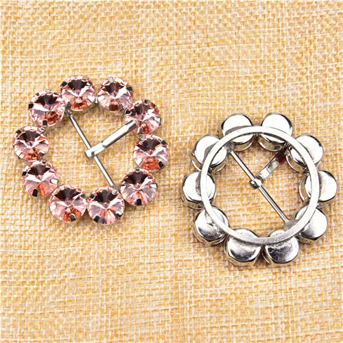 pink color 1pcs 1 шт. 4,2 см круглые DIY Швейные аксессуары металлические стразы ремни для женщин горный хрусталь кристалл пряжка модные Тапочки - Цвет: pink color 1pcs