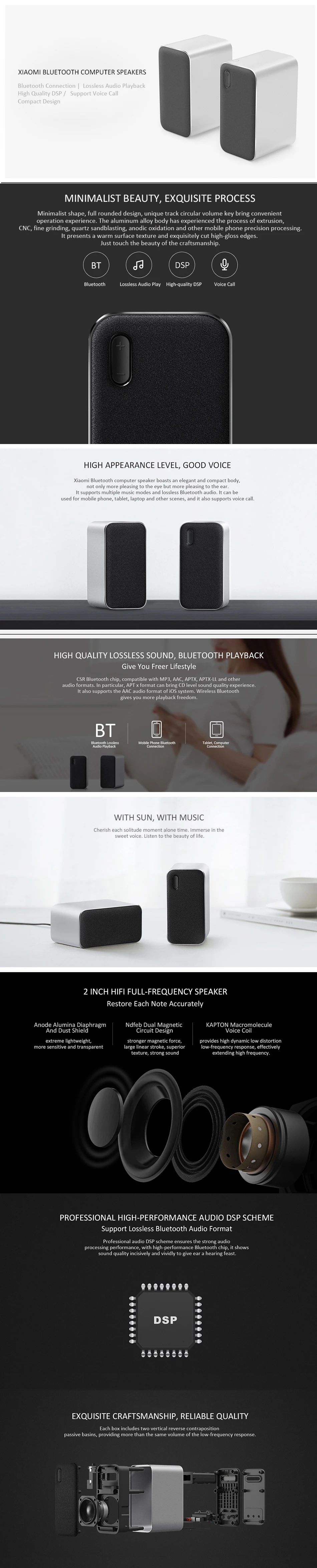 Xiaomi mi Bluetooth 2,0 Беспроводной компьютерный динамик DSP HIFI без потерь аудио воспроизведение голосовой вызов с mi C телефон ноутбук динамик s