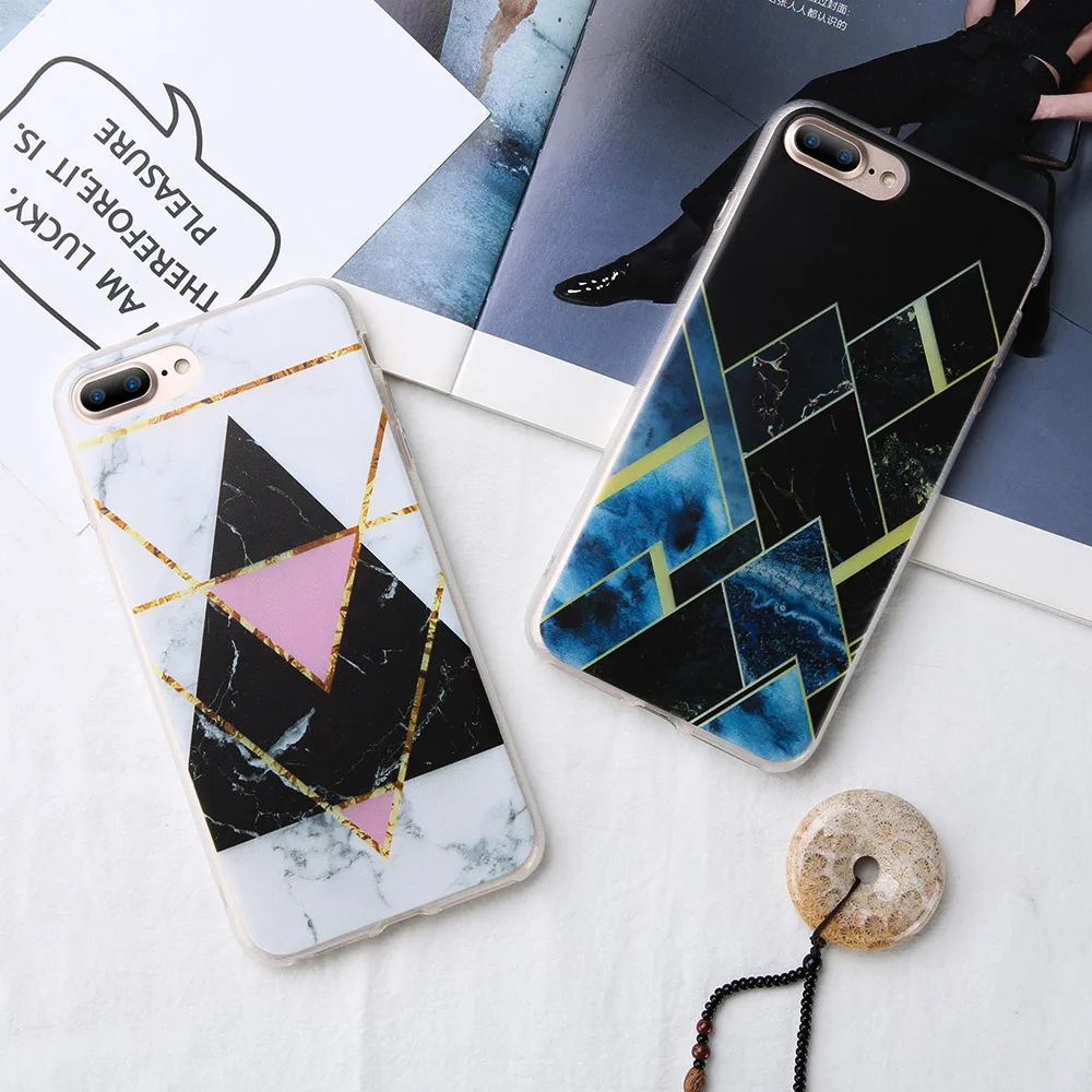 KISSCASE геометрический мраморный чехол для iPhone 7 8 Plus X XS Max XR роскошный мягкий 5 5S SE