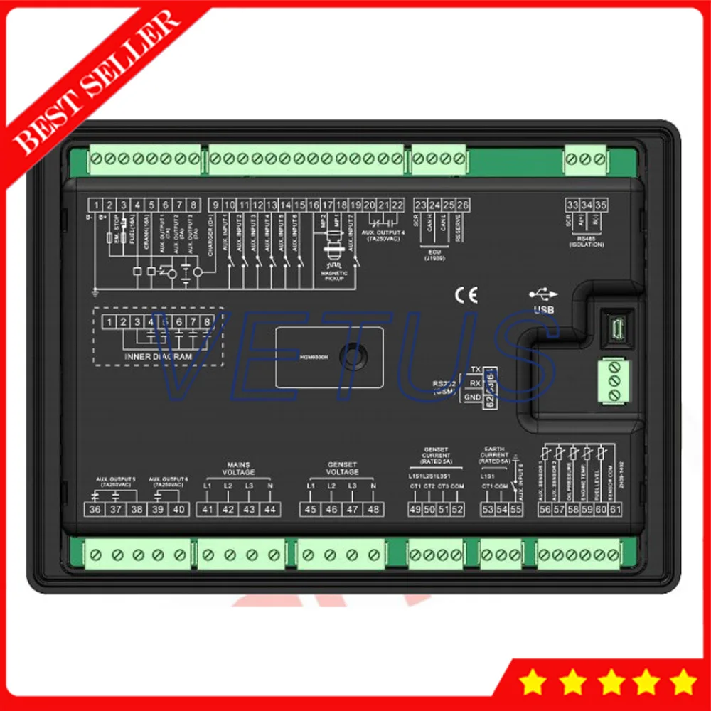 Модульный дизайн ЖК дисплей с подсветкой HGM9320CAN Genset контроллер ARM на основе 32 бит
