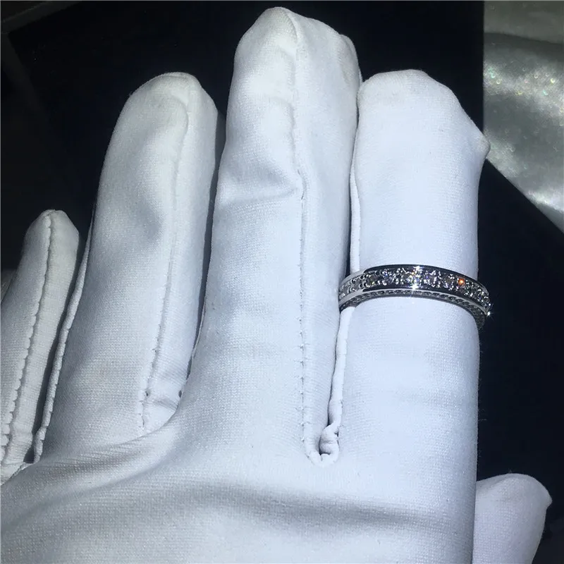 Fashion Dainty Ring Pave set Cz Stone 925 Sterling Silver Party Wedding band Rings For Women Valentine's Day Gifts