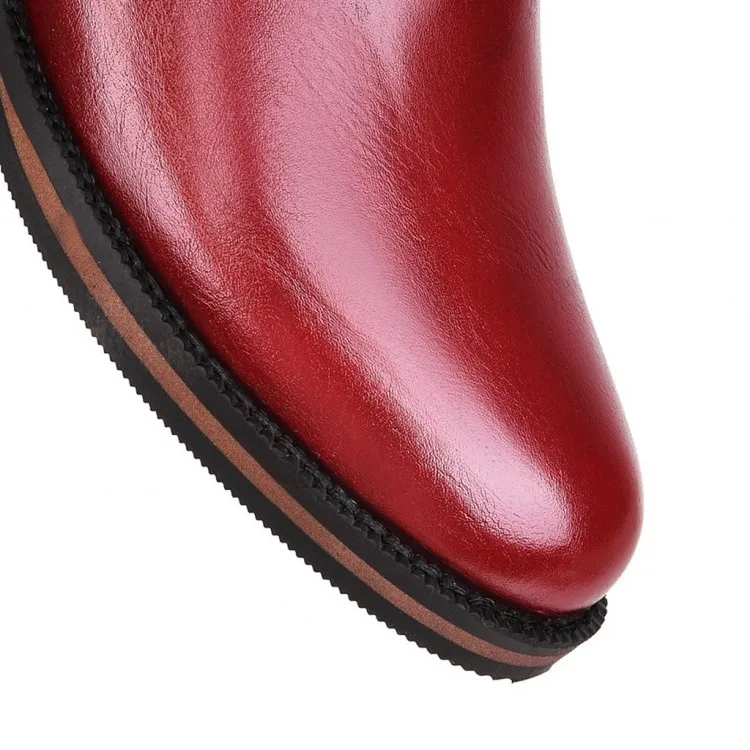 2018 New Retro Side Zipper Flat Bottom High-heeled Women's Boots Low-heeled Martin's Custom Larger Code 32 33 40 41 42 43 | Обувь