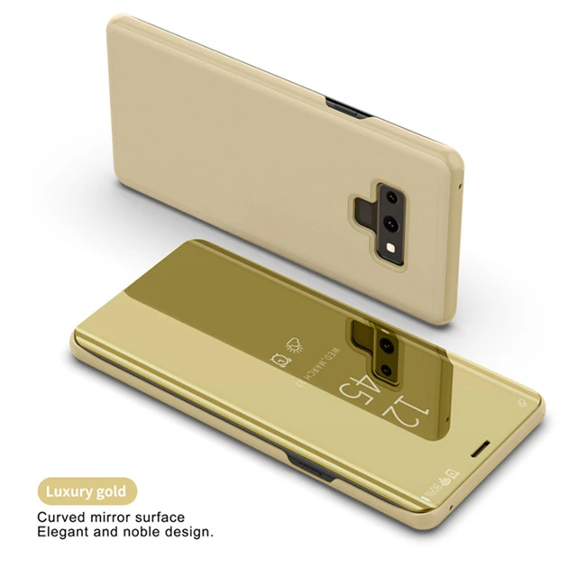 Gold Умный зеркальный флип-чехол для телефона samsung Galaxy Note 10 10+ 9 8 5 прозрачный чехол для Galaxy S10 S9 S8 S7 Edge Plus чехол для телефона - Цвет: Gold