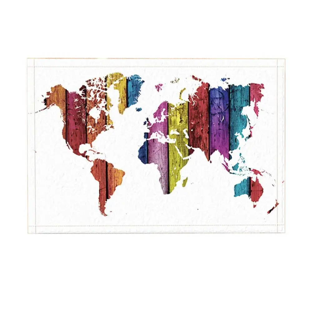 Карта мира коврики для ванной креативный красочный деревянный Декор узор