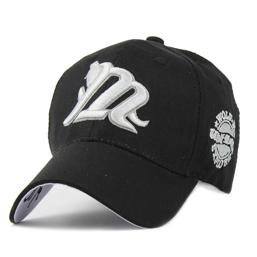 Geebro с буквой «М» и Бейсбол Кепки Snapback для бейсболка для мужчин для папы волк Bone Casquette летняя бейсболка Кепки s полностью закрытые кепки для Для женщин - Цвет: Black and White