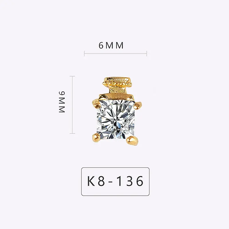K8-136 5 шт./партия, сплав, циркон, украшение для ногтей, роскошный циркон, кристалл, череп со стразами/Сердце/бант, украшения для ногтей, высокий уровень, талисманы для ногтей - Цвет: K8-136