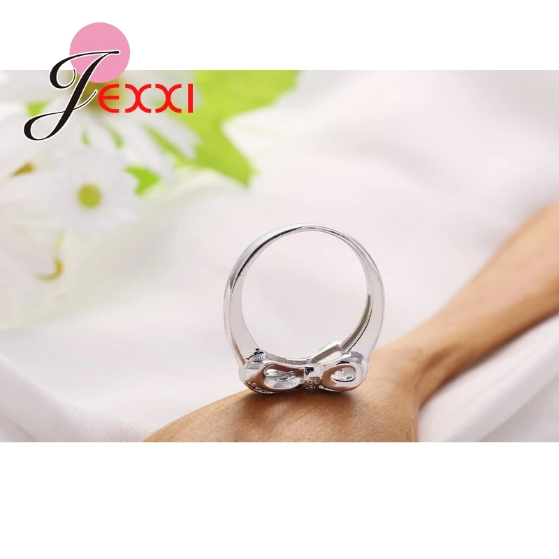 2020 New Arrivals Unique Design Bow Blue CZ 925 Sterling Silver Women Engagement Wedding Finger Rings | Украшения и аксессуары