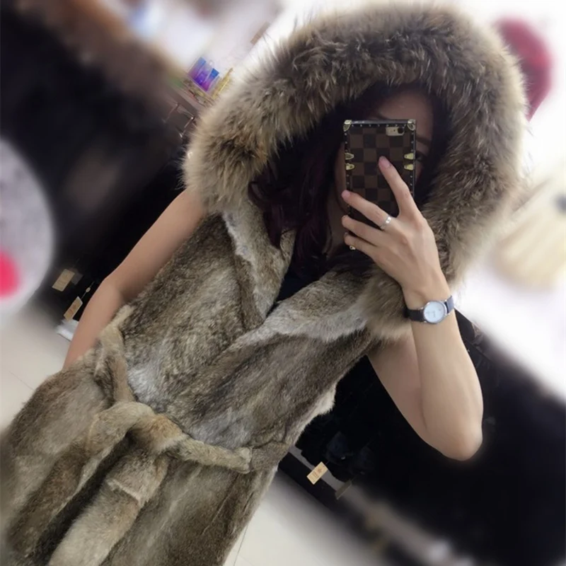 (TopFurMall) женский модный жилет из натурального кроличьего меха облегающая Талия