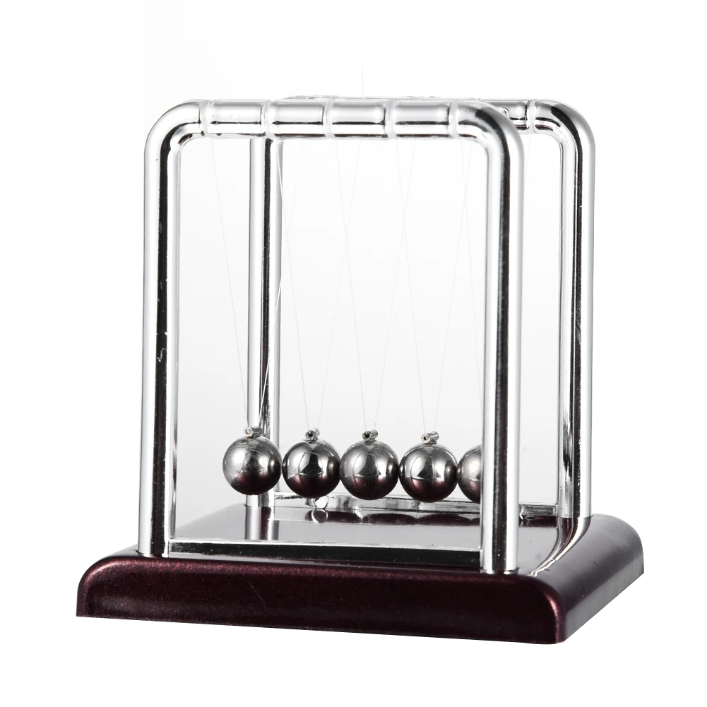 Creative stainless steel Newton pendulum ball billiard ball bump ball Square plastic base metal permanent ball#YO