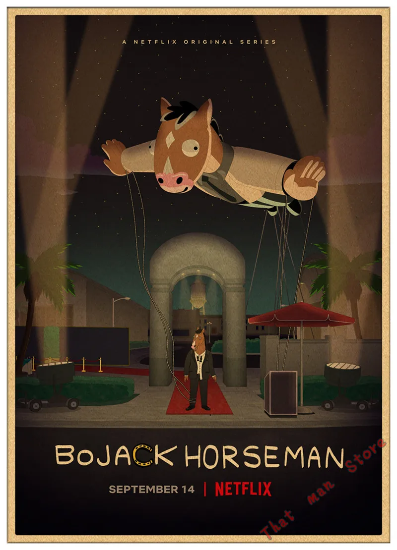 Классический ТВ bojack всадник ВИНТАЖНЫЙ ПЛАКАТ Ретро бумага Вильям Эмерсон Арнетт Рафаэль Боб-Waksberg домашний декор наклейка на стену - Цвет: Светло-зеленый