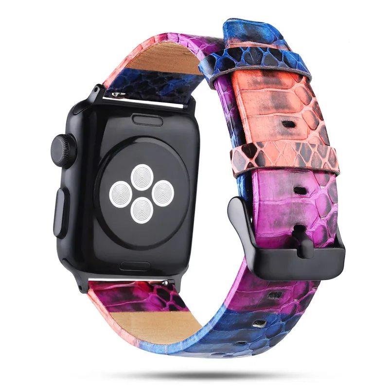 Ремешок для часов из коровьей кожи Apple Watch 38 мм 42 40 44 ремешок змеиной Iwatch Series