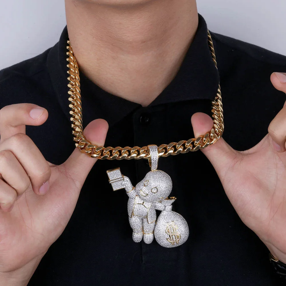 Модное ожерелье с кулоном в виде золотого доллара фианитом AAA украшение стиле