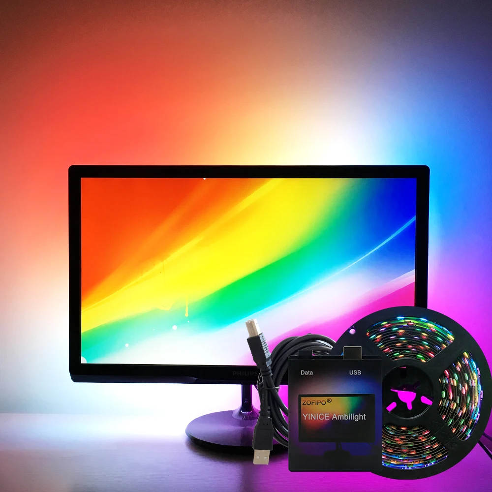 Легко DIY Ambilight RGB WS2812B Светодиодная лента полный набор ТВ Настольный ПК экран монитор мечта экран тыловая подсветка 1 м 2 м 3M 4M 5 м