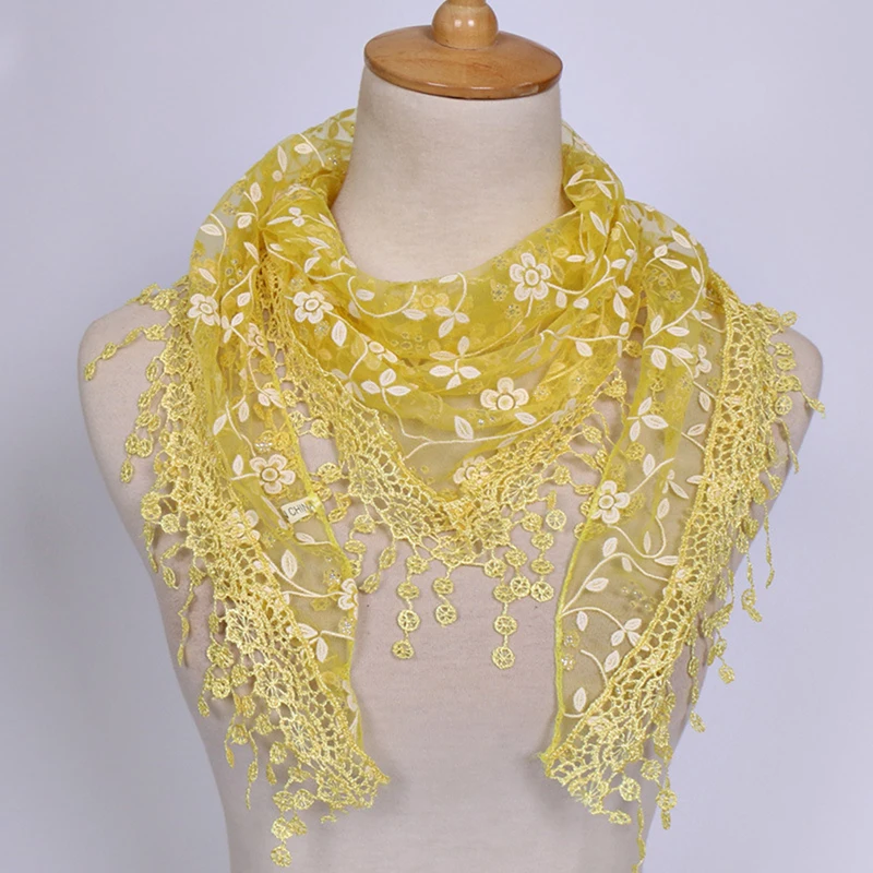Winter Ladies Shawl Wraps Autumn Woman Scarves Shawls Girls Fashion Flowers Print Lace Chiffon Scarf 19 Colors |