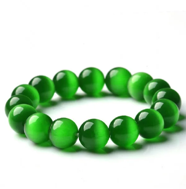 Natural Green Opal Stone Balls Bracelet & Bangle Ladies Brief Single Layer Beads Rosary Wristband  Hand Chain For Women