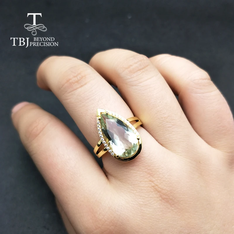 Женское кольцо с аметистом и квартом TBJ2019 украшение из натурального зеленого
