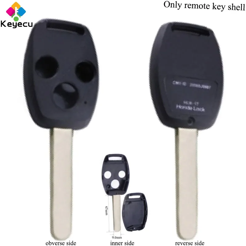 KEYECU Replacement Remote Car Key Shell Case - 3 Buttons FOB for Honda Accord Before 2007 With Chip Position And Uncut Blade | Автомобили