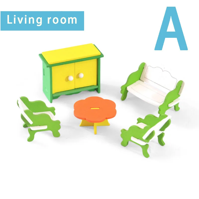 Деревянная игрушка для кукольного домика игрушечный набор аксессуаров цветная