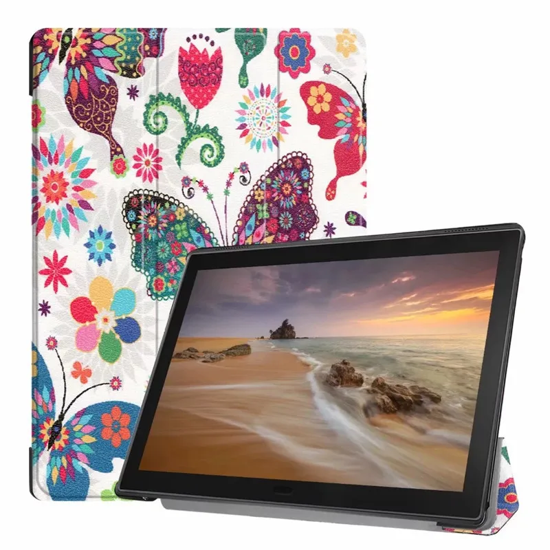 Colorful butterfly Чехол для lenovo Tab E10 TB-X104F 10," из искусственной кожи, умный чехол-подставка для lenovo Tab E 10X104, защитный чехол для планшета+ ручка - Цвет: Colorful butterfly