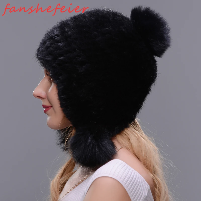 Русская Корейская версия осенней и зимней шапки из меха норки вязаная шляпа