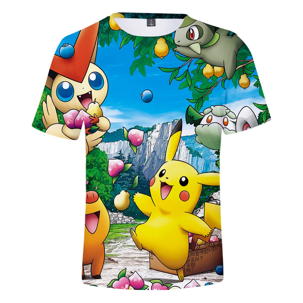 Pokemon/Милая 3D летняя футболка с коротким рукавом Новая удобная уличная