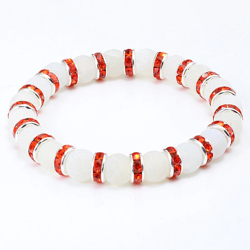 Sliver Orange Shshd натуральный камень браслет белый розовый синий горный хрусталь Шарм Кристалл бисером браслеты и браслеты для женщин модные эластичные украшения - Окраска металла: Sliver Orange