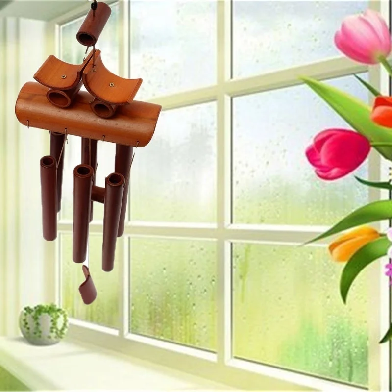 Бамбуковые деревянные колокольчики подвесные украшение для сада кольца счастья