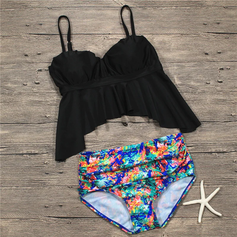 2018 New Bikinis Women Swimsuit High Waist Bathing Suit Ruffle Swimwear Push Up Bikini Set Vintage Beach Wear Biquini |