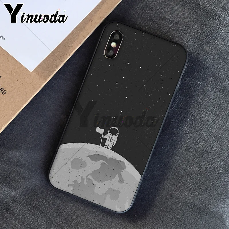 Yinuoda черный с белой луной звезды космонавта мягкий TPU чехол для телефона Apple iPhone 8 7