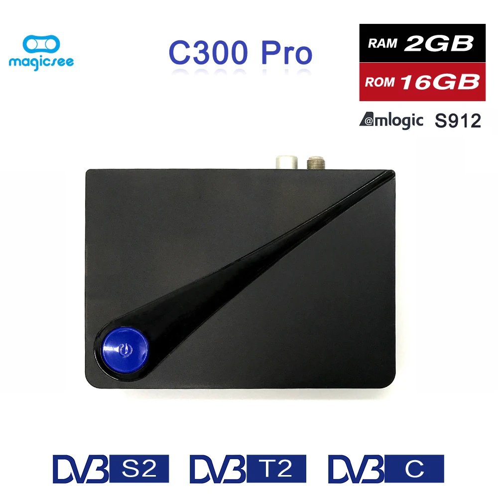 Magicsee C300 Pro Amlogic S912 Восьмиядерный ТВ приставка 2 + 16GB Android 4K Смарт DVB-S2 DVB-T2 кабель 4G WiFi