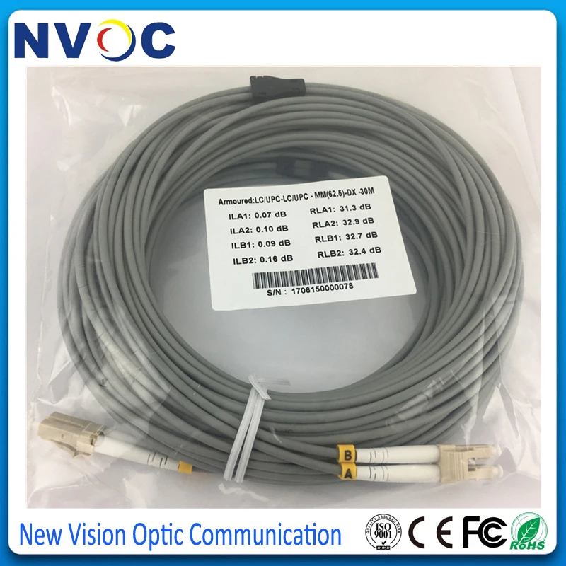 LC/UPC мм (62 5/125) DX (0 6 плотное буферное волокно) 30 м 3 0 ПВХ куртка LC UPC бронированный