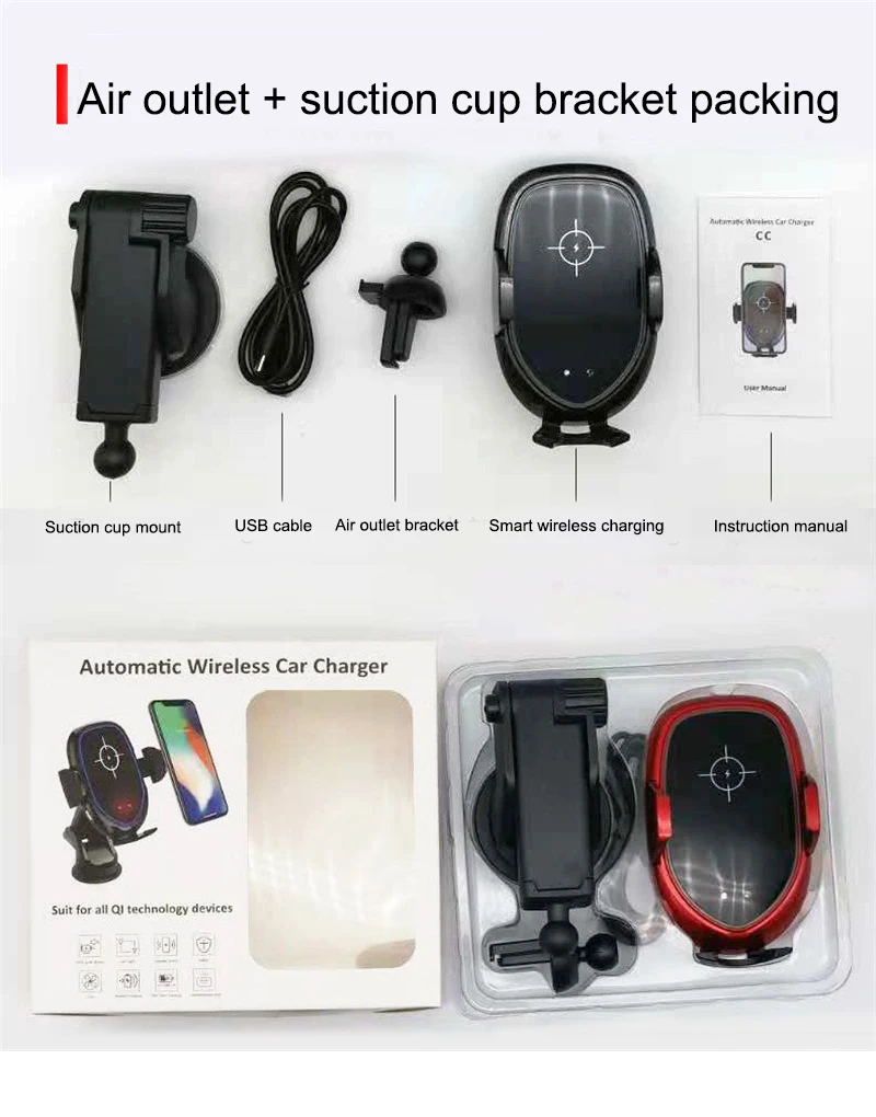 Qi Беспроводное зарядное устройство в автомобиле держатель телефона для Xiaomi MiX 2S iPhone samsung S10+ 10 Вт быстрая Беспроводная зарядка автомобильный индукционный держатель