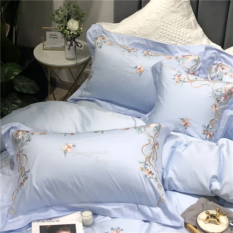 Little Daisy embroidery Bedding Sets girls Beddingset egyptian cotton Bed Linen Duvet Cover Bed Sheet Pillowcase/bed Sets 4/7pcs