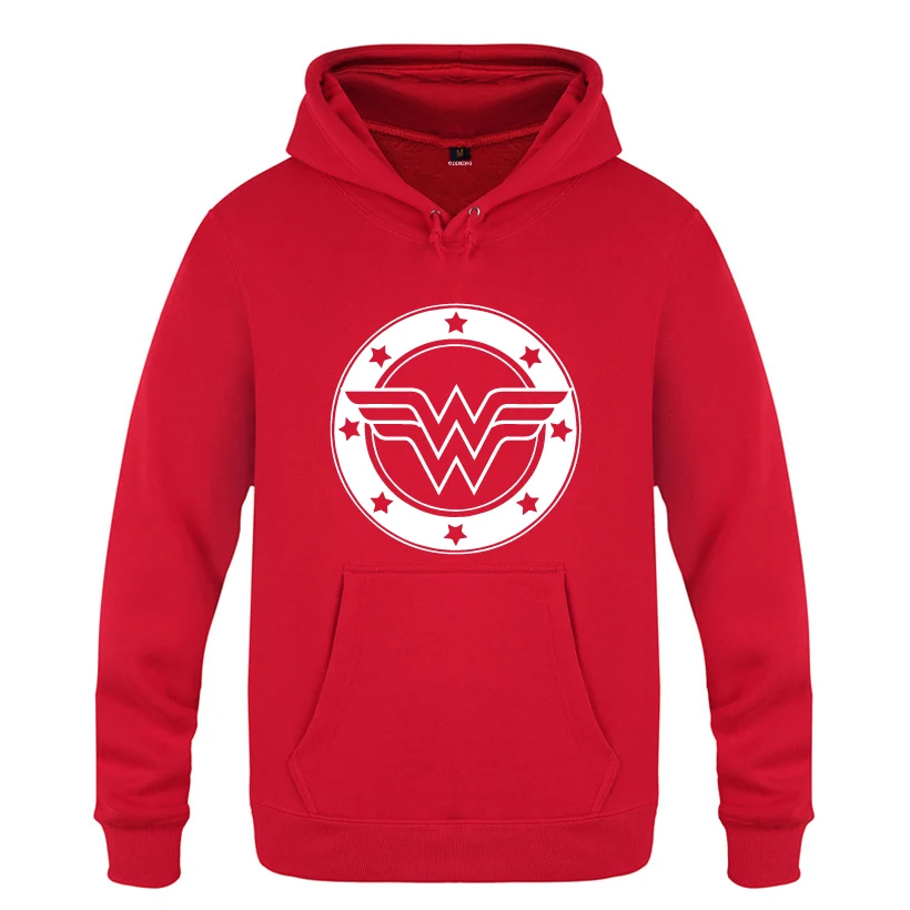 

Wonder Logo Cartoon Anime Hoodies Men 2018 Men's Pullover Fleece Hooded Sweatshirts