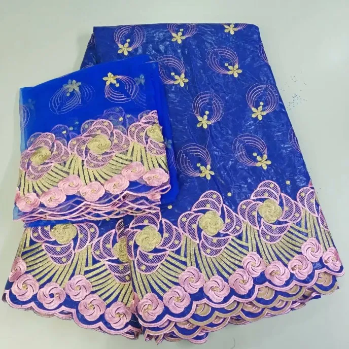 2018 New African Bazin Riche Getzner Lace Fabric With Embroidery French Net for dress Tulle Black/pink | Дом и сад