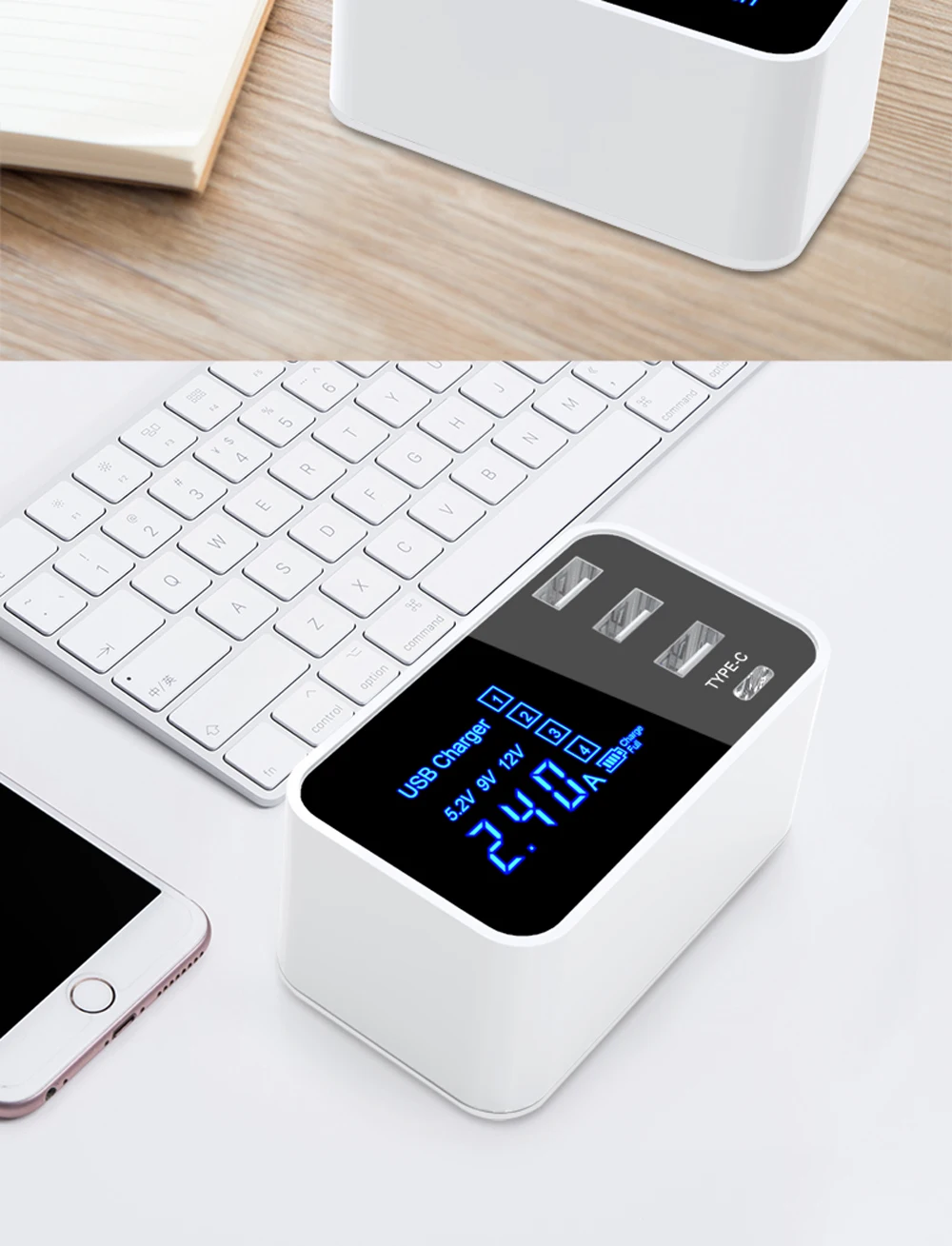 3 USB Smart Charge 2,0 type C USB зарядное устройство для iPhone samsung USB адаптер настенное зарядное устройство светодиодный дисплей быстрое зарядное устройство для мобильного телефона