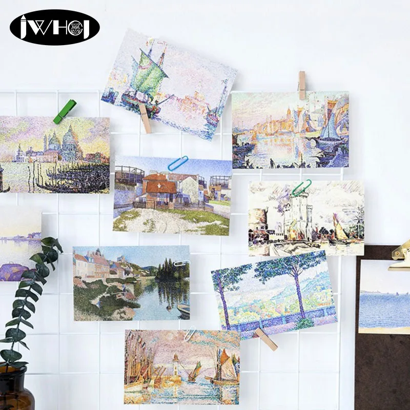 30pcs Mottled impression Postcard Travel scenery card Valentine's Day New Year Greeting Card Birthday Gift Message thanks cards | Дом и