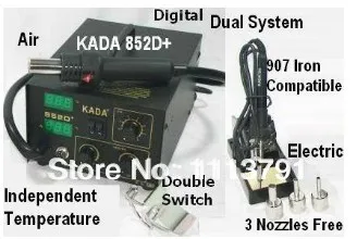 

Новый KADA 852D + паяльная сварочная станция SMD SMT горячего воздуха и железа